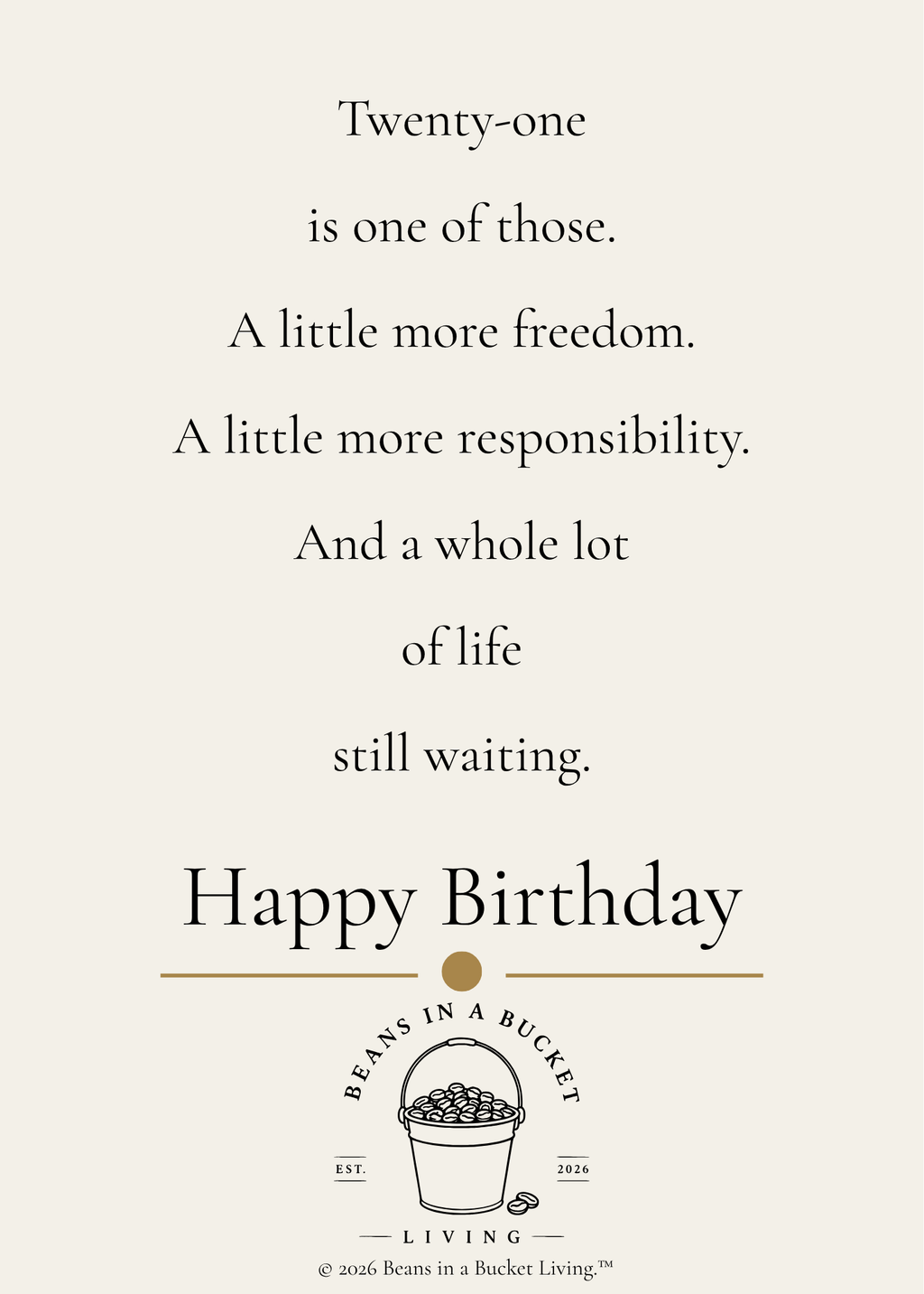 21st Birthday Card - The Beginning - Digital Download
