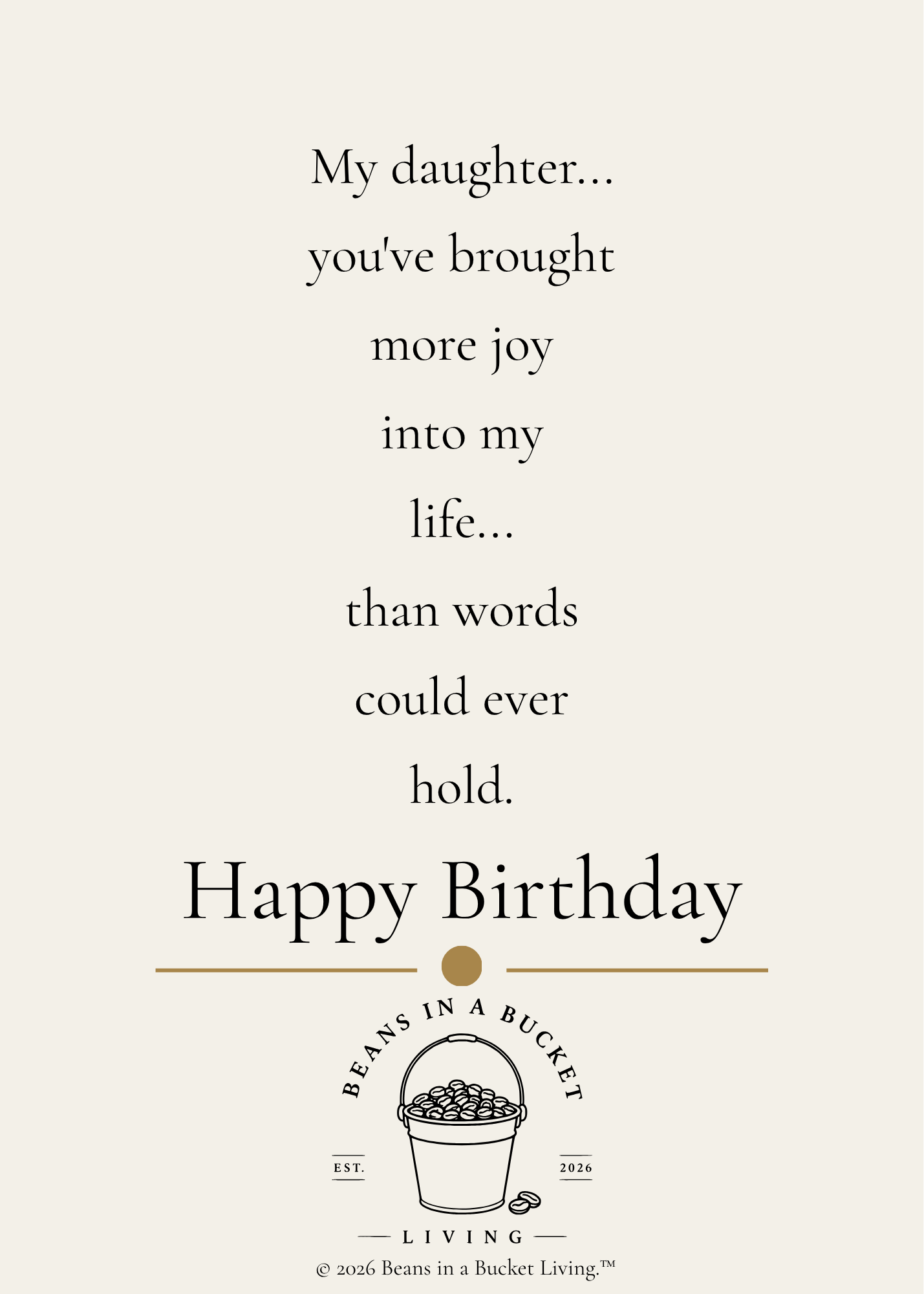 Daughter Birthday Card - More Than Words - Digital Download