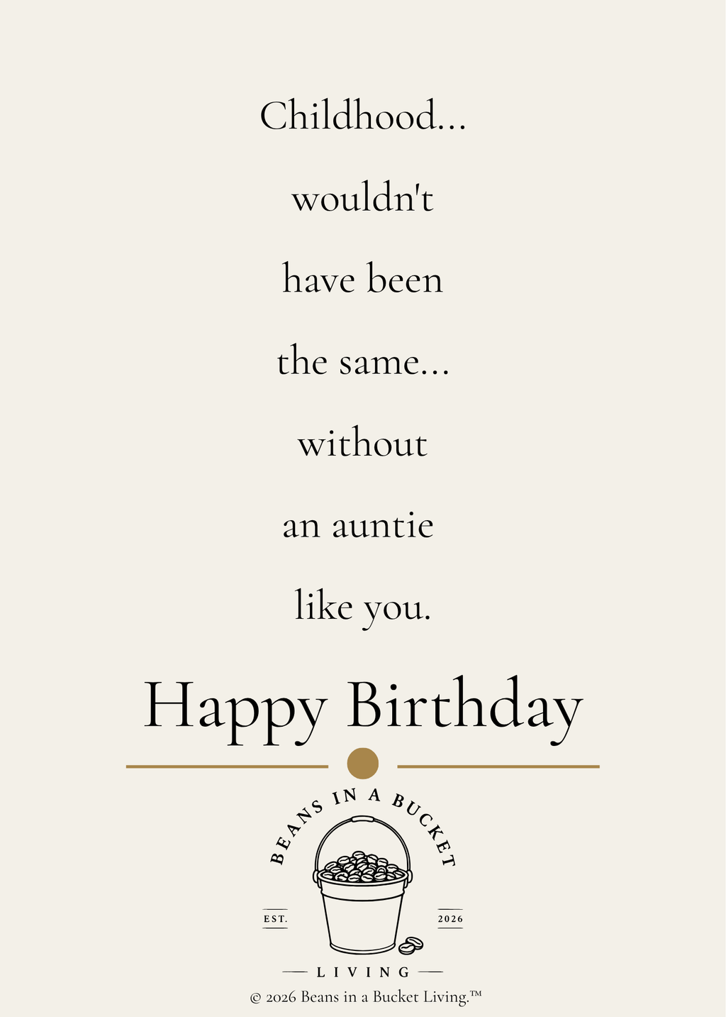 Aunt Birthday Card - Childhood Memories - Digital Download