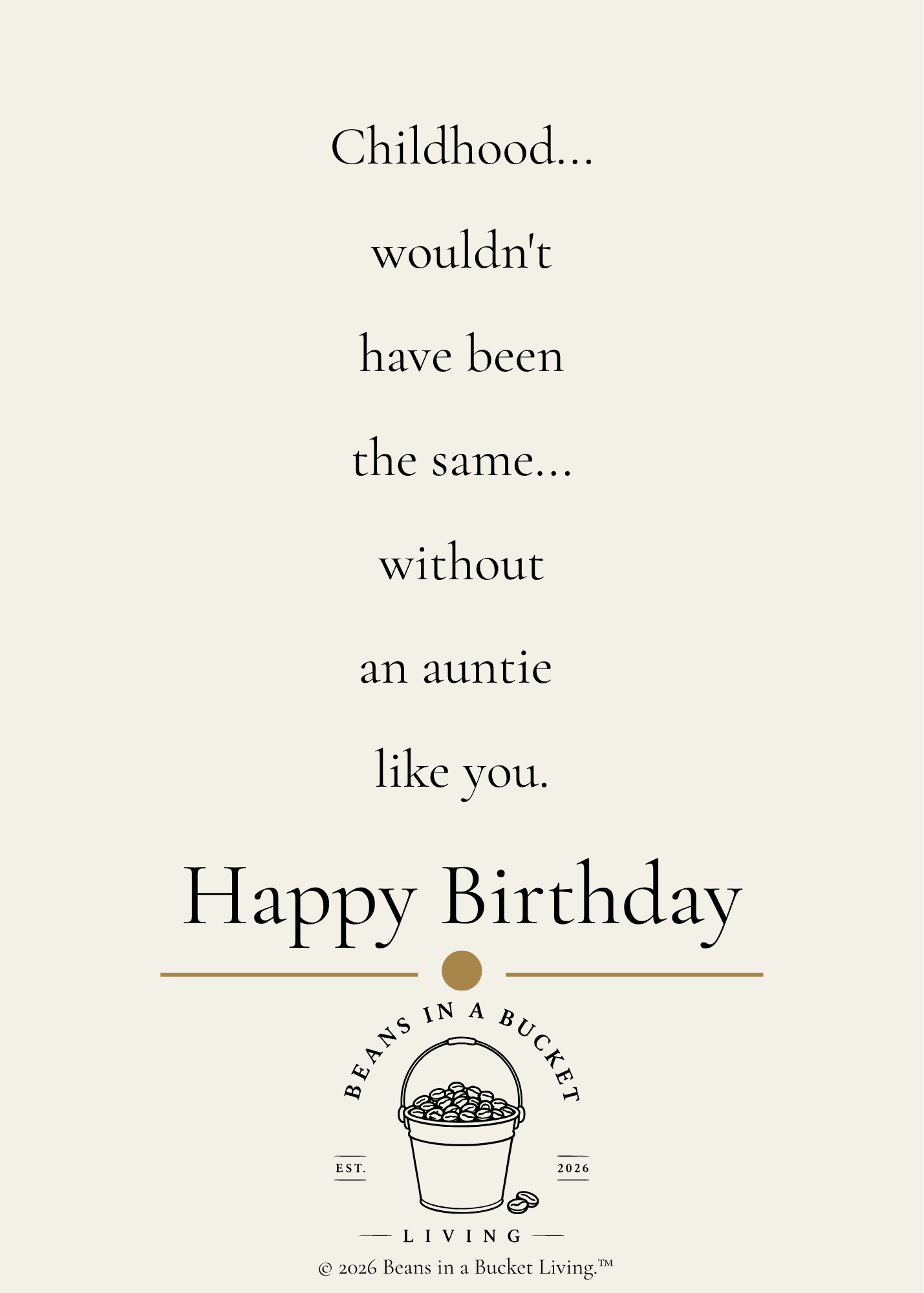 Aunt Birthday Card - Childhood Memories - Digital Download