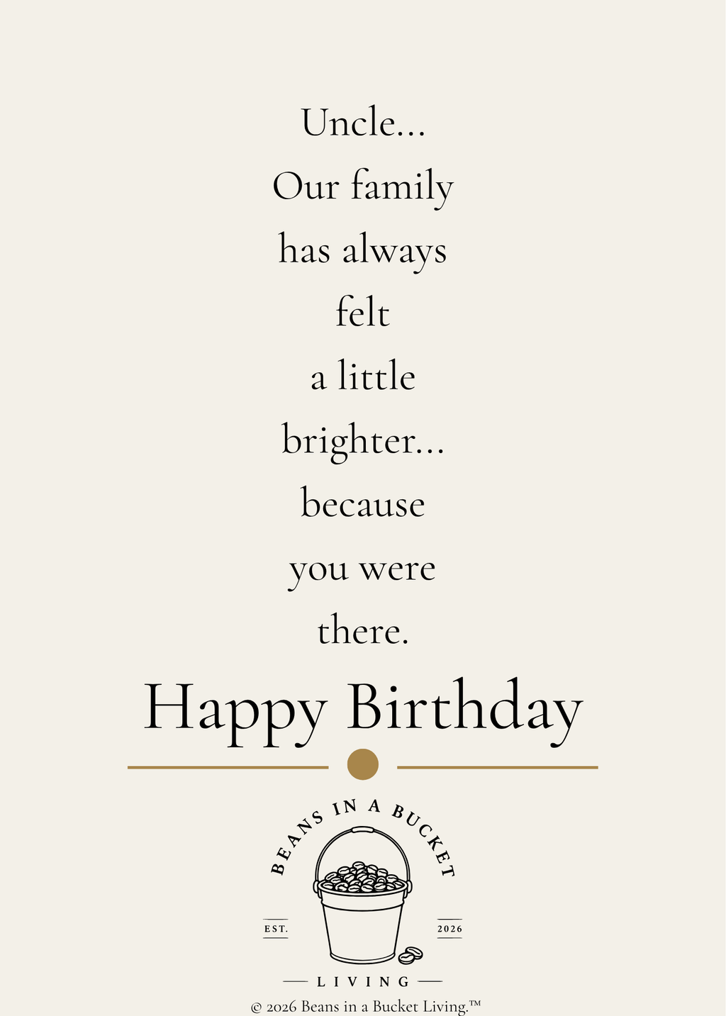 Uncle Birthday Card - A Little Brighter - Digital Download