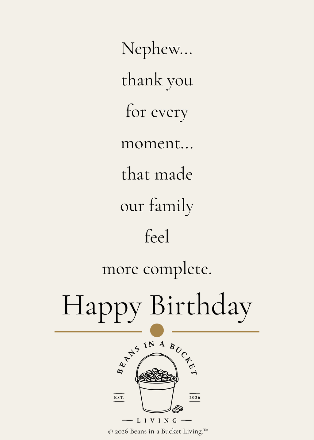 Nephew Birthday Card - You Make Our Family Complete - Digital Download