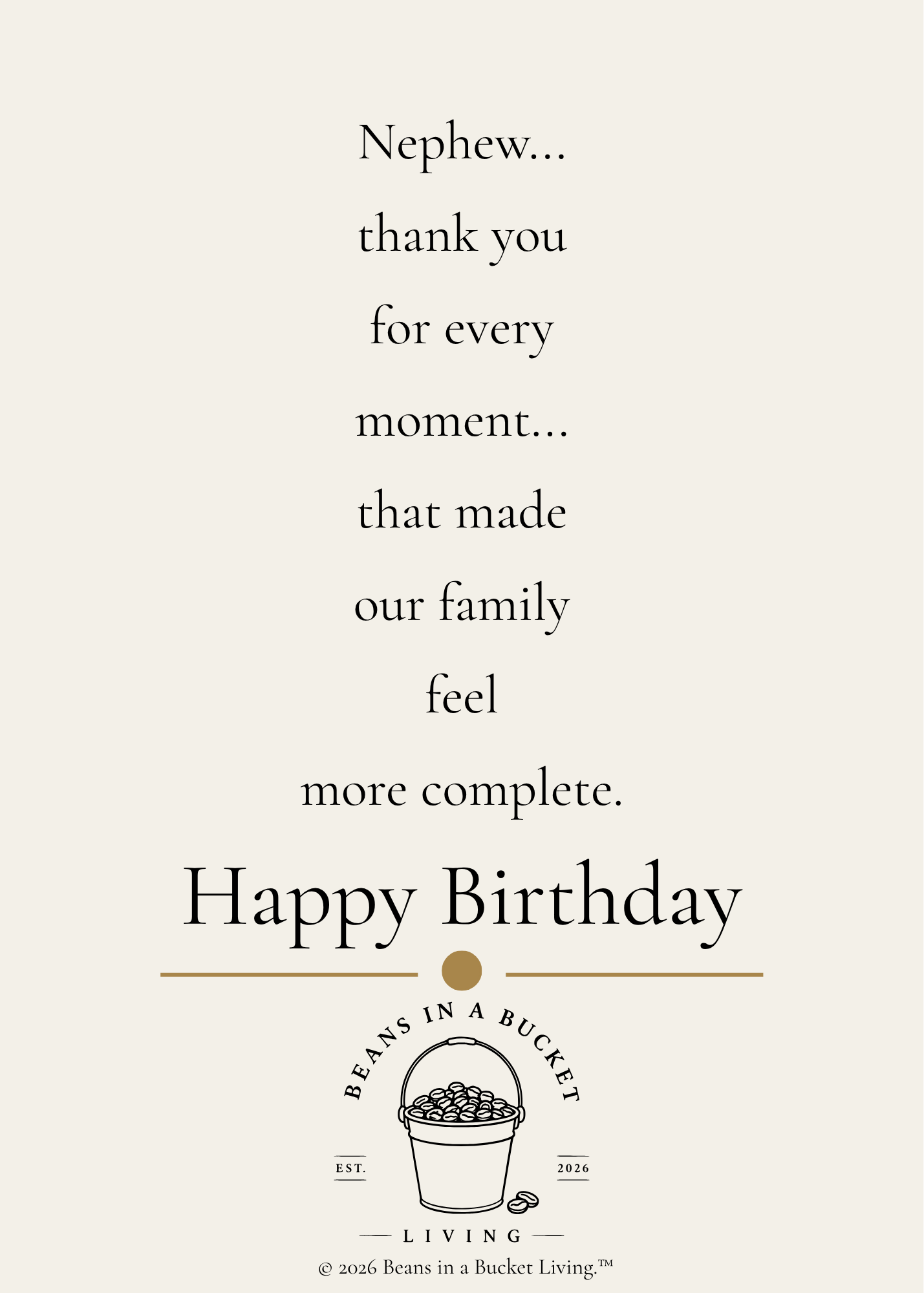 Nephew Birthday Card - You Make Our Family Complete - Digital Download