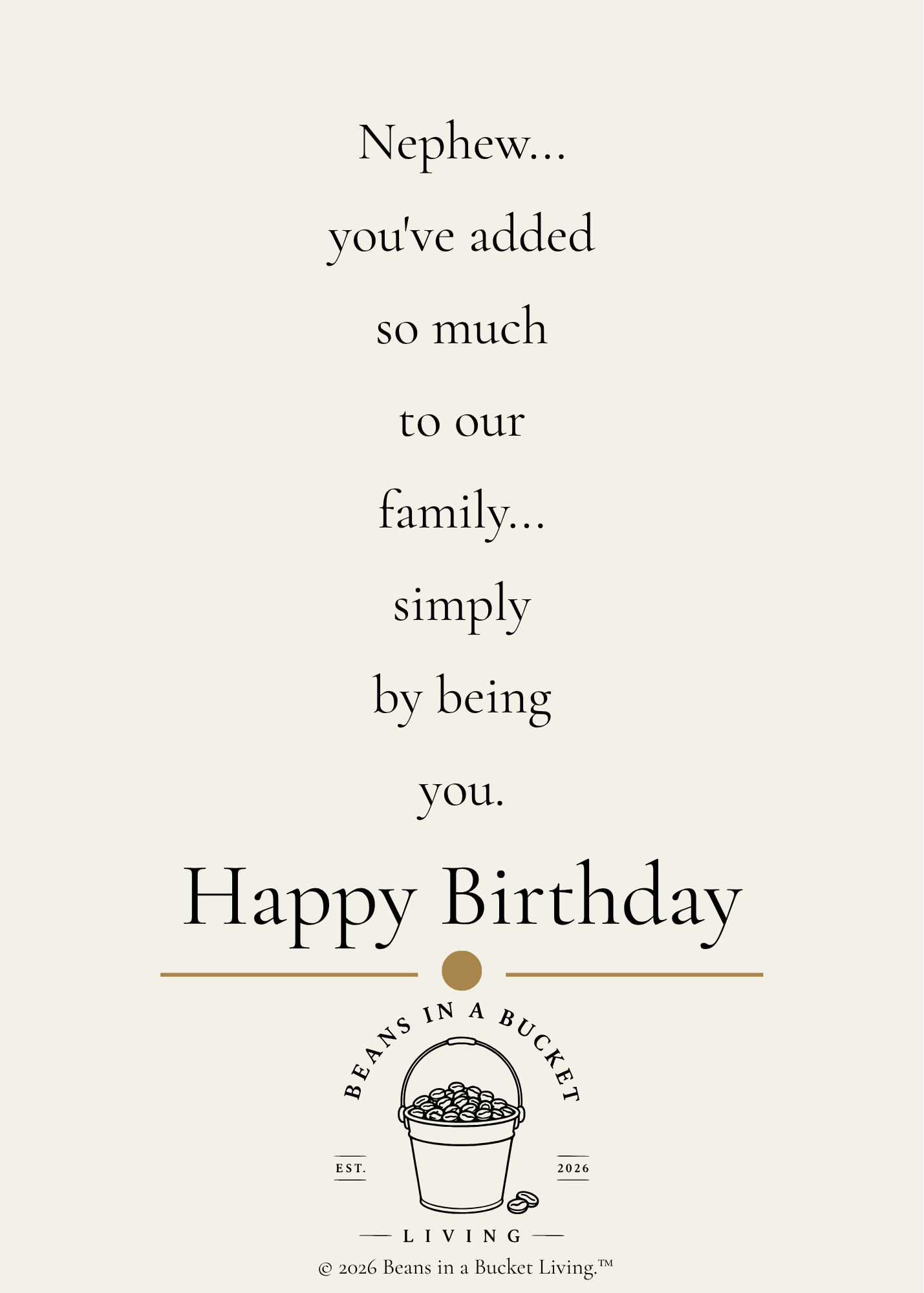 Nephew Birthday Card - Simply by Being You - Digital Download